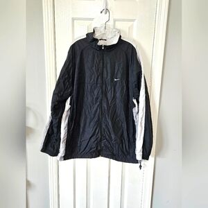 Nike Black & White Full Zip Hooded Windbreaker Jacket Men's Size XL